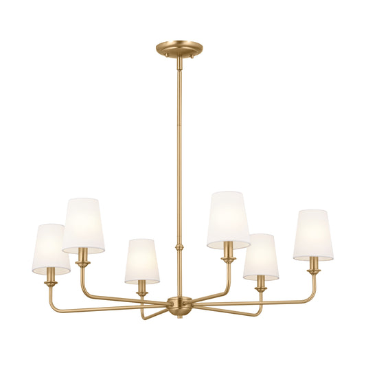 Kichler Pallas 6 -Light Brushed Brass Traditional For Use in Bedrooms, Dining Rooms, Foyers, Kitchens, Living Rooms Chandelier 5269696