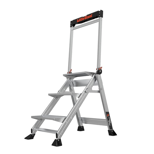 Little Giant Ladders Jumbo Step M3 3-Step 375-lb Capacity Silver Aluminum Foldable Step Stool 11903