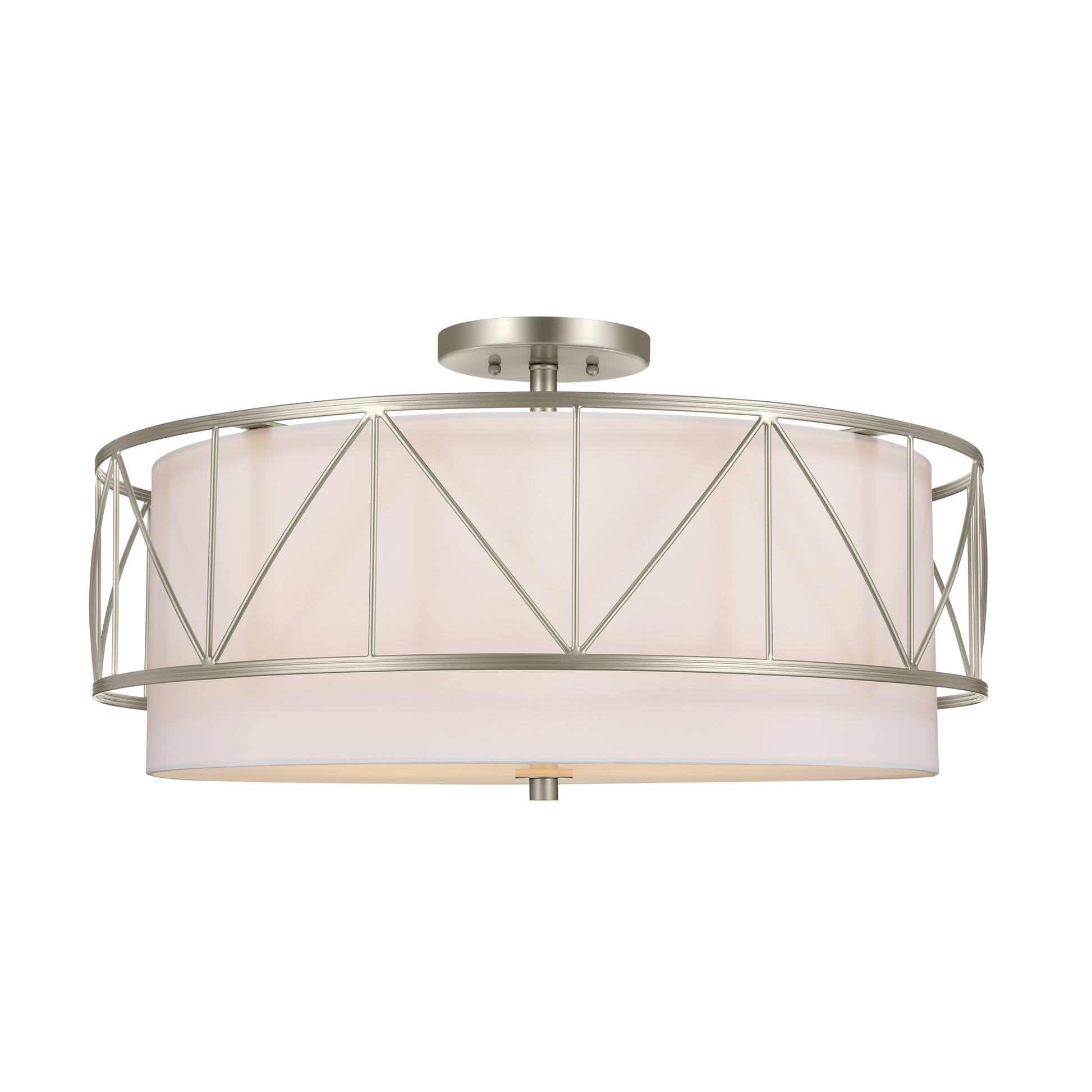 Kichler Birkleigh 4 -Light 24-in Satin Nickel Semi Flush Mount Light 5271910