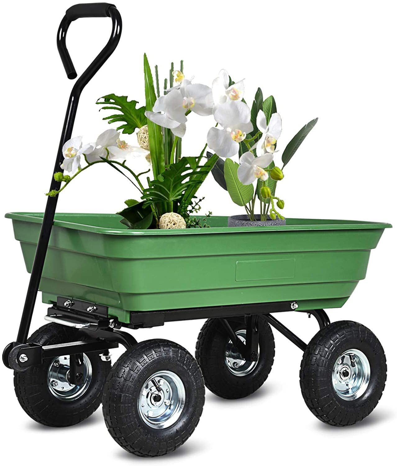 Maocao Hoom Green Steel Garden Cart with Pneumatic Tires - 4 Cu. Ft. Capacity, 300 lbs. Weight Limit DJ-C-W22721201