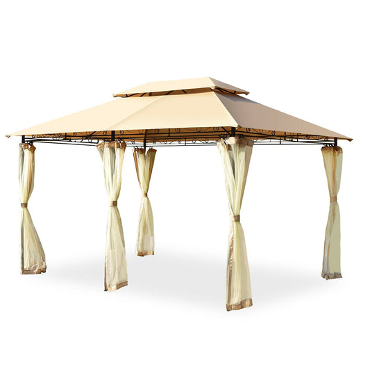 WELLFOR 13-ft x 10-ft Tan Gazebo with Soft Top Roof (Screen Included)