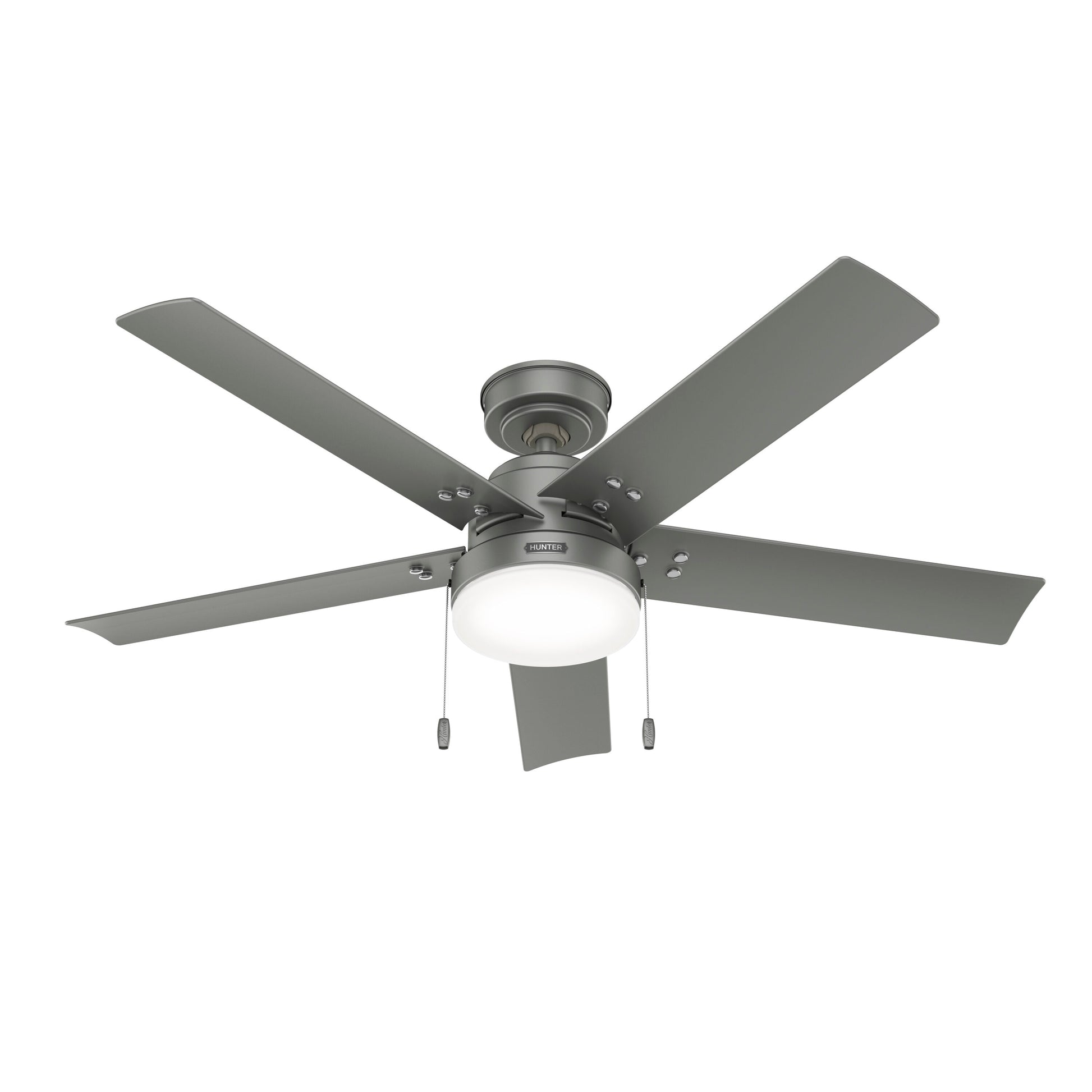 Hunter Sea Point WeatherMax 52-in Outdoor Matte Silver with Matte Silver Blades Ceiling Fan With Light ( 5 -Blade ) 5281433