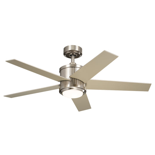Kichler Brahm 48-in Integrated LED Brushed Stainless Steel with Silver Blades Ceiling Fan With Light - Remote Included ( 5 -Blade ) 5302504