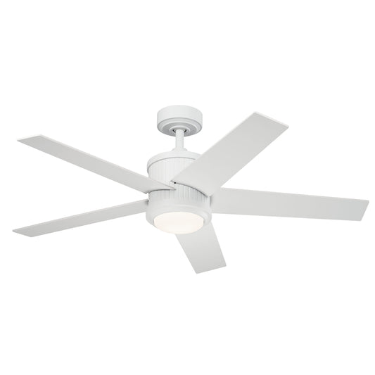 Kichler Brahm 48-in Integrated LED Matte White with Matte White Blades Ceiling Fan With Light - Remote Included ( 5 -Blade ) 5302499
