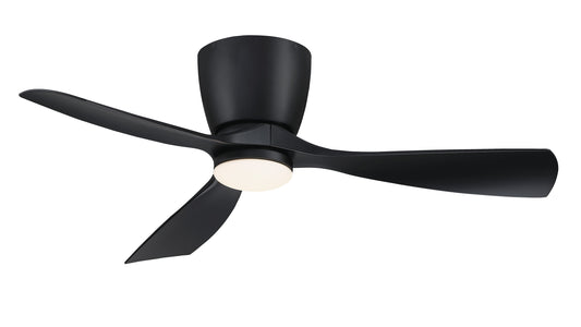 Fanimation Klinch 44-in Integrated LED Outdoor Flush Mount Black with Black Blades Propeller Ceiling Fan With Light - Remote Included ( 3 -Blade ) 5326252