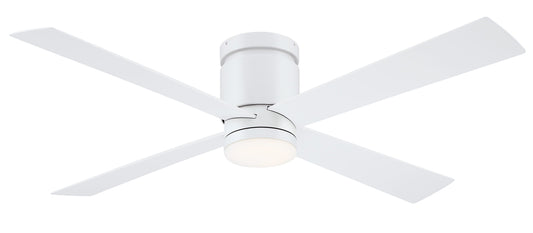 Fanimation Kwartet 52-in Color-Changing Integrated LED Outdoor Flush Mount Matte White with Matte White Blades Ceiling Fan With Light - Remote Included ( 4 -Blade ) 5326649