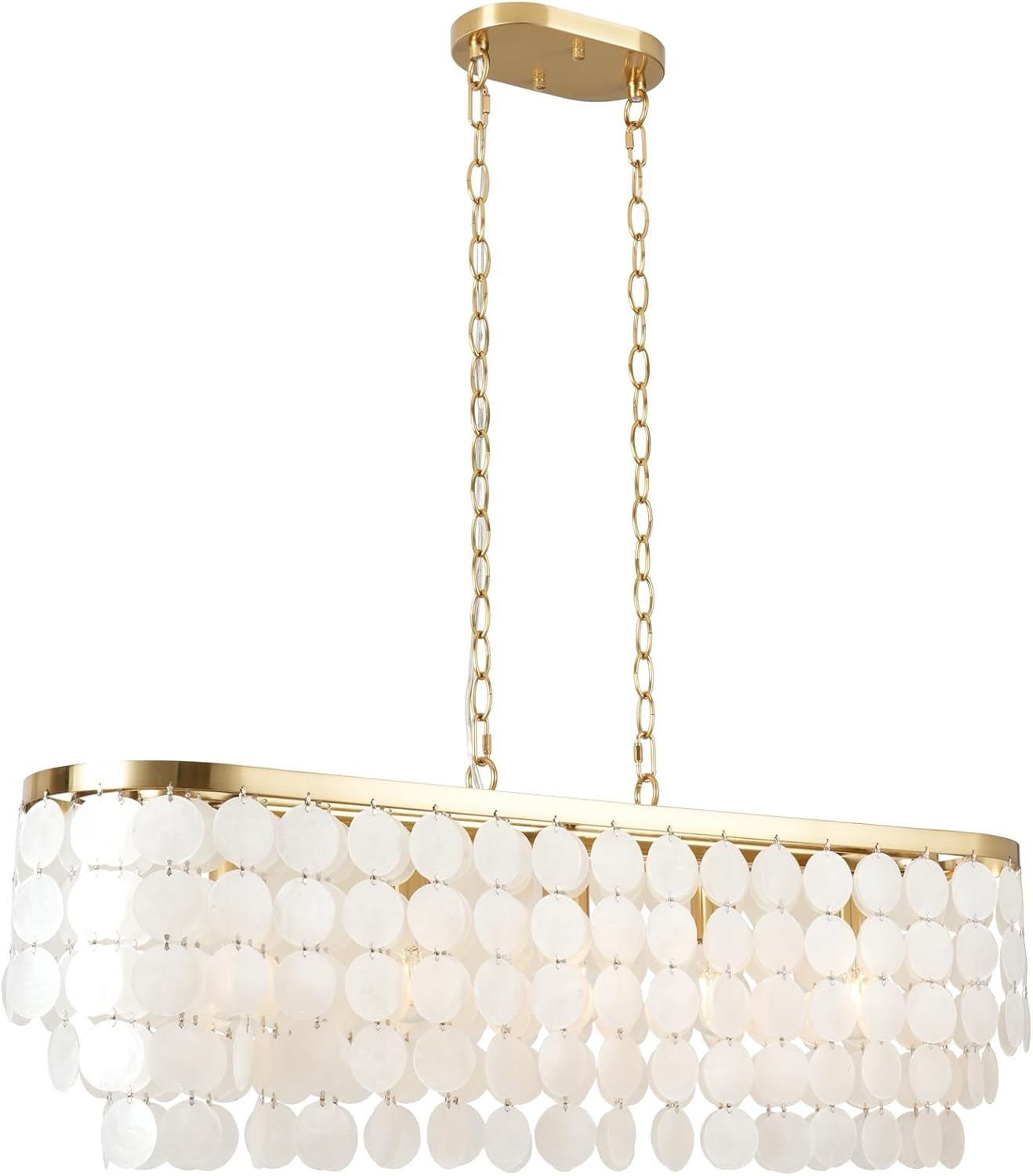 ALICE HOUSE 36" Capiz Shell Chandelier, 5 Lights, Brushed Brass Ceiling Hanging Light for Dining Room, Living Room, Kitchen AL2608-P5L