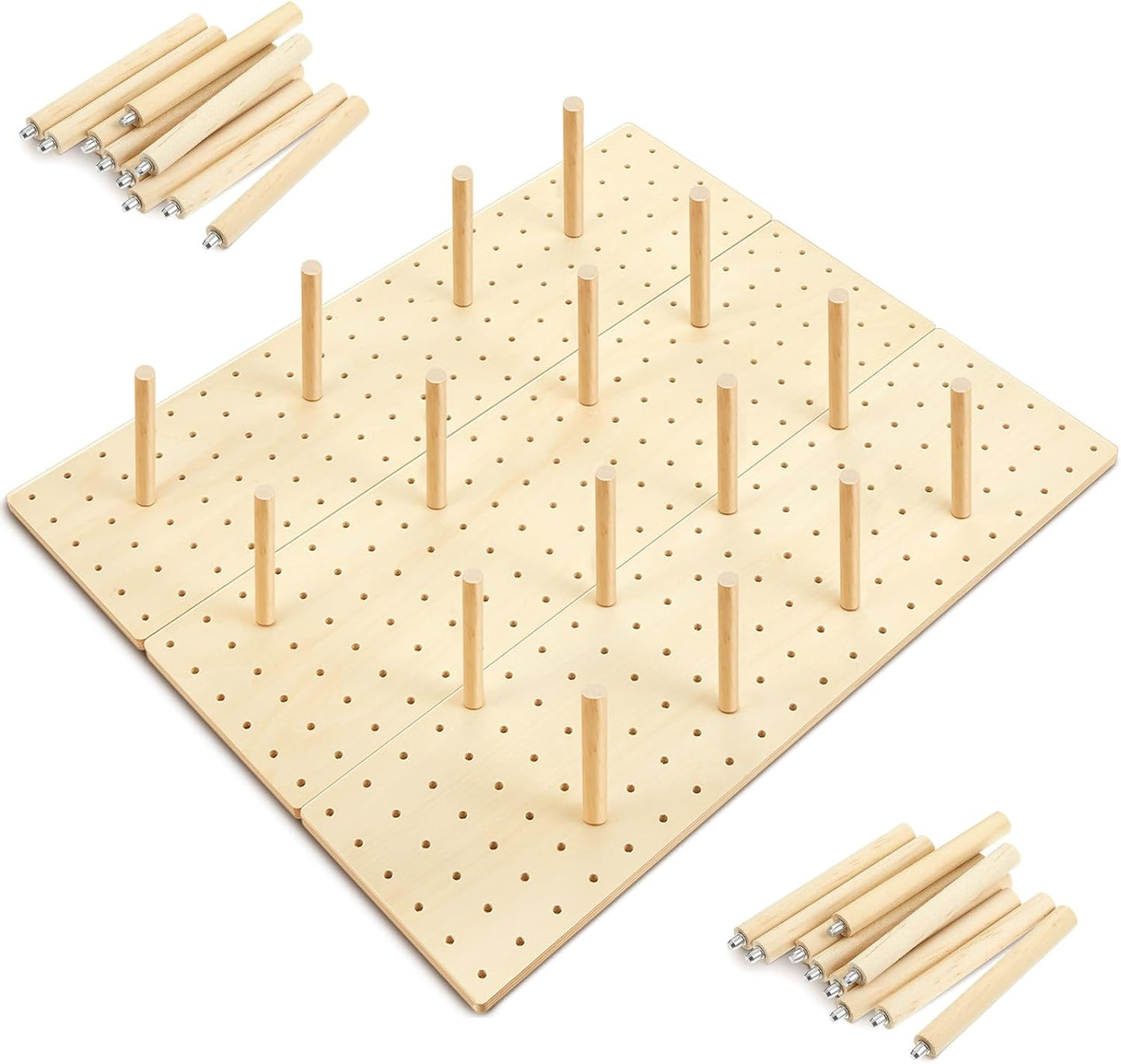 Kigley 3 Pcs Wood Pegboard Drawer Organizer with 32 Pegs Wooden Peg Board Drawer Shelf Organizer Adjustable Peg System for Dishes Plate Pot Container Cookware Utensil Kitchen(20.98 x 5.91 in)