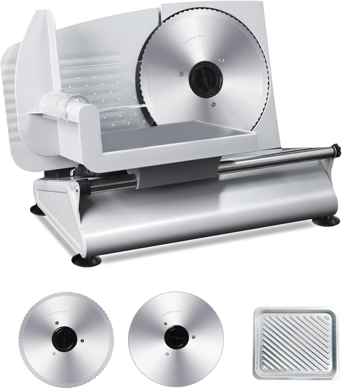 Meat Slicer Machine for Home, 200W Electric Deli Food Slicer with 2 Removable 7.5" Stainless Steel Blades & Tray, Adjustable Thickness, Child Lock Protection, Easy to Clean for Meat, Bread, Cheese