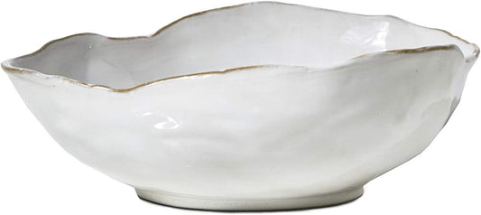 Serene Spaces Living Medium Free-Form Edge Glazed Ceramic Bowl \u2013 Stylish Fruit Bowl, Dinnerware, and Decorative Centerpiece for Vintage Weddings and Events, 10.5" Long, 8.5" Wide and 3.5" Tall