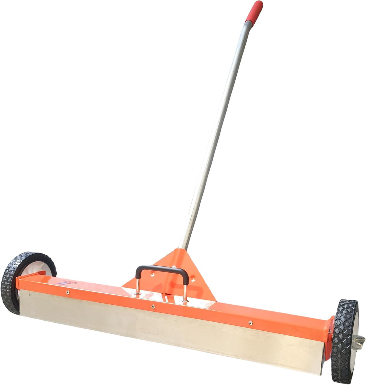 10-494 30 inch Rolling Magnetic Sweeper with Wheels, Powerful Magnets Box with Quick Release Handle, Orange