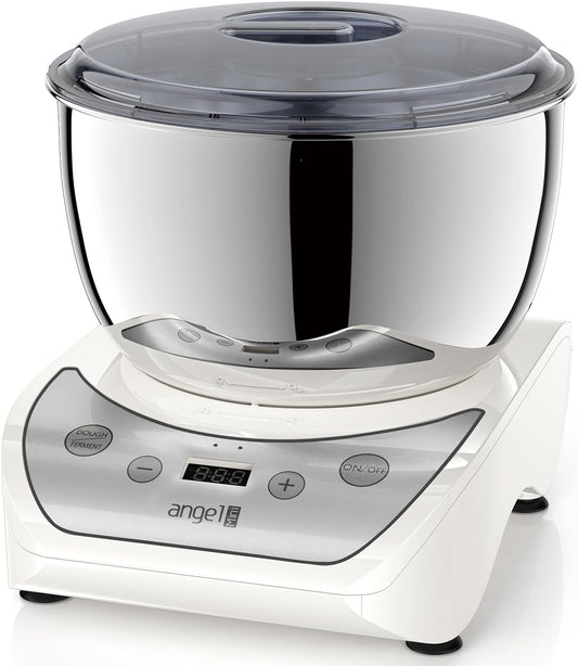 Mini Angel Electric Dough Maker with Ferment Function, 5.5QT Dough Mixer Machine with 304 Stainless Steel Bowl, Face-up Touch Panel, Household Flour Kneading Machine for Pizza Bread, White