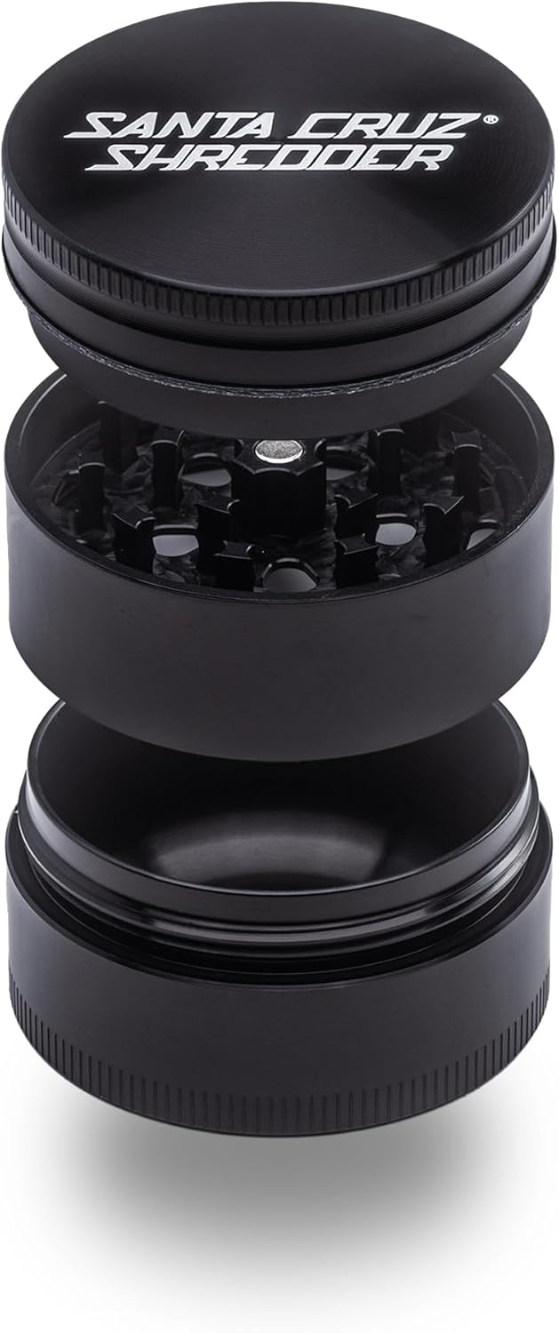 Santa Cruz Shredder Herb Grinder 3 Piece Medium 2 1\/8" Superior Grip and Aluminium (Black)