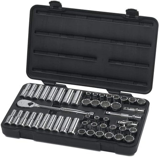 GEARWRENCH 49 Pc. 1/2" Drive 12 Pt. Mechanics Tool Set, Standard & Deep, SAE/Metric - 80701