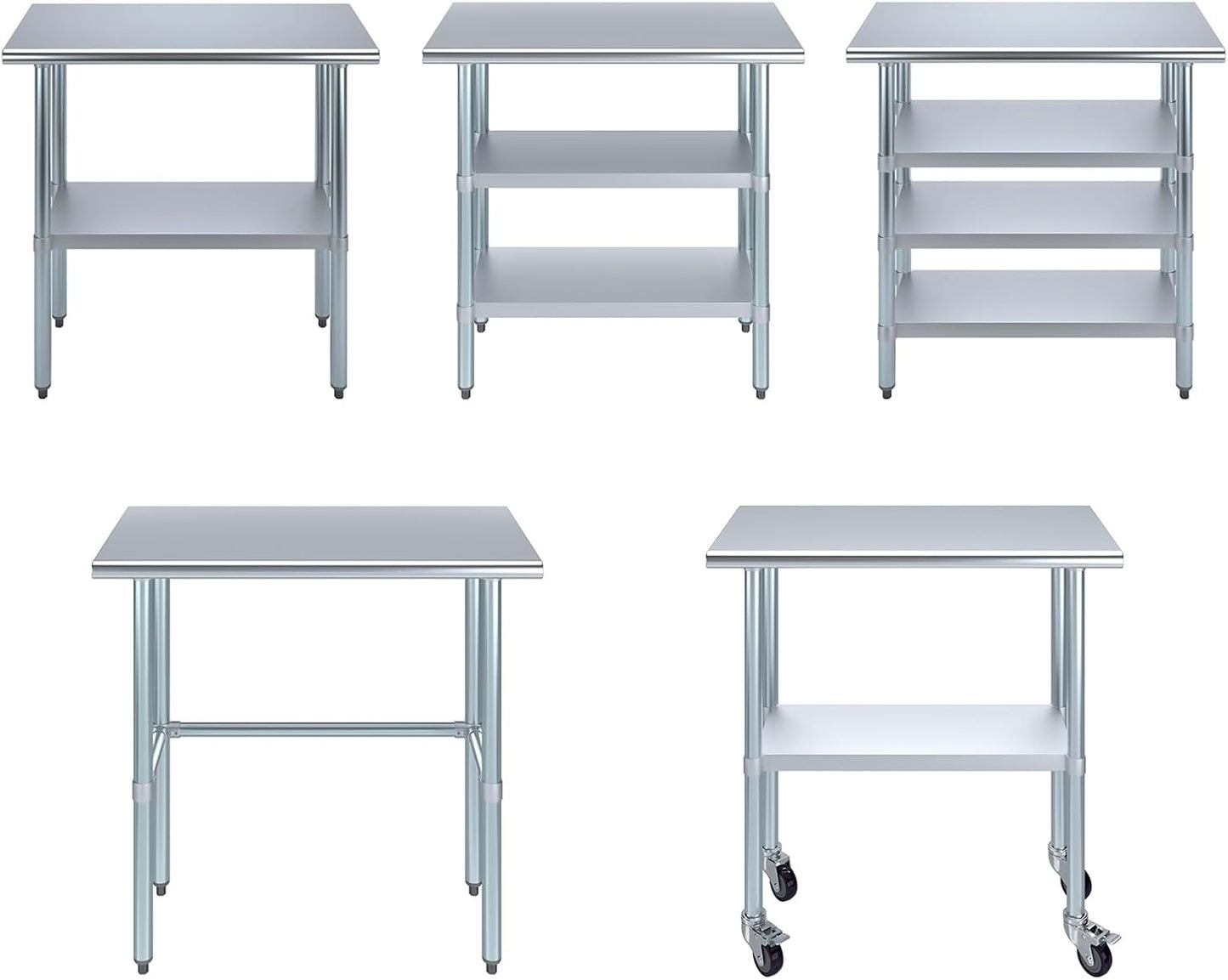 Stainless Steel Table + Add Casters | Choose from 43 Sizes | NSF Metal Work Table for Kitchen Prep Utility | Commercial and Residential Applications.