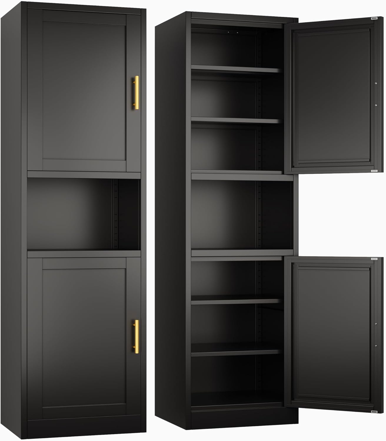 Ckzbx Tall Narrow Storage Cabinet 66.93" H Tall Bathroom Cabinet Metal Pantry Cabinets, 4 Adjustable Shelves for Kitchen, Home Office, Living Room, Dinning Room (20 inches Wide Black)