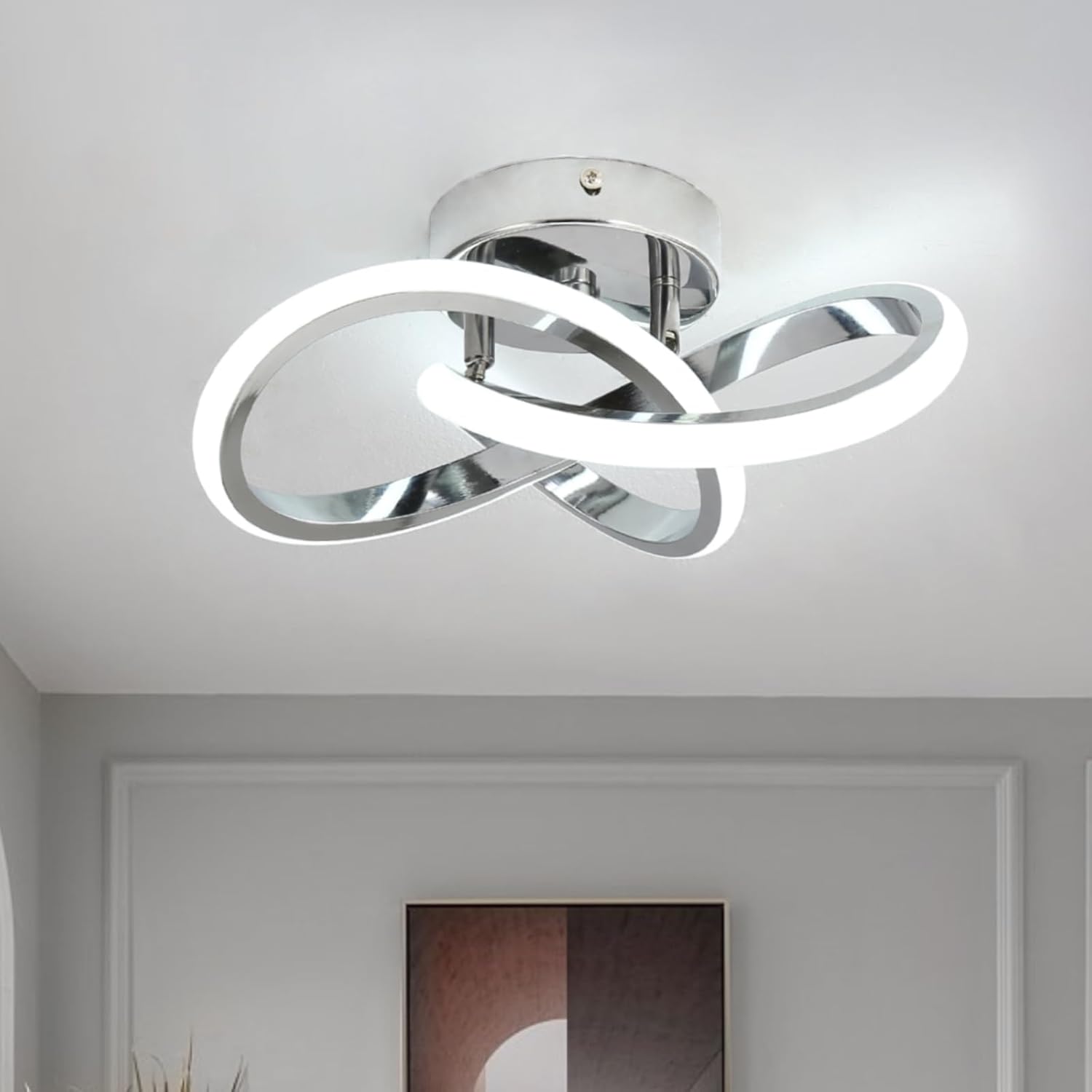 Hallway Light Acrylic Modern LED Ceiling Light Fixtures Cool White 6000K Close to Ceiling Lights for Bedroom Bathroom Kitchen Balcony Corridor Stair Aisle Curved Creative Design Celing lamp