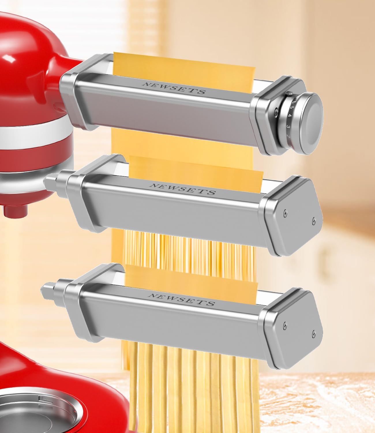 3 PCS Pasta Maker Attachments for All KitchenAid Stand Mixers, Pasta Accessories Including Pasta Roller, Fettuccine Cutter, and Spaghetti Cutter for Noodle Ravioli, 304 Stainless Steel,Cleaning Crush