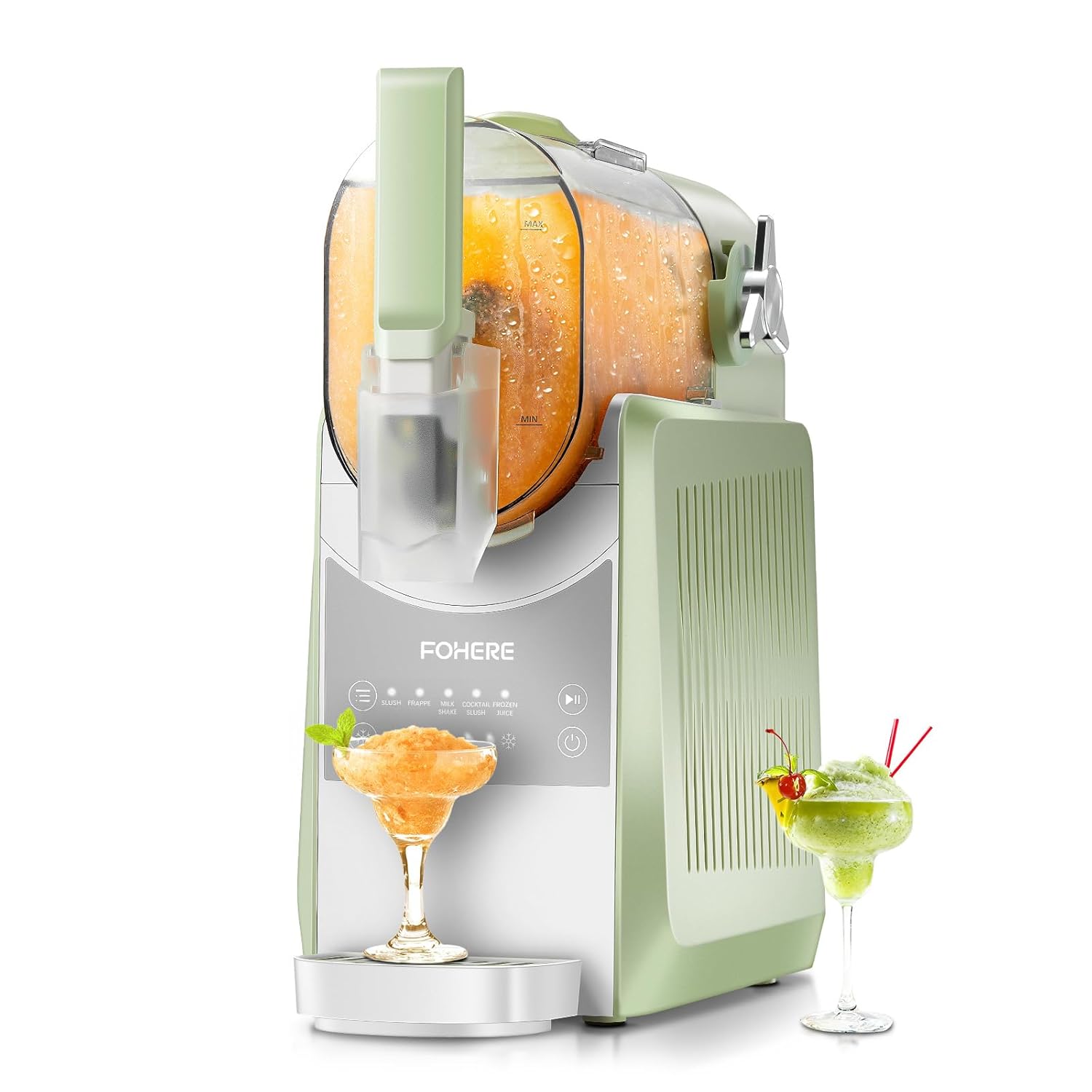 FOHERE Slushie Machine, 88 oz Slushy Machine for Home, Rapid Cooling, 12H Freshness, Professional Frozen Drink Maker, Ice Maker with Self-Clean, for Milkshake, Margarita Smoothie, Frappes (Pea Green)