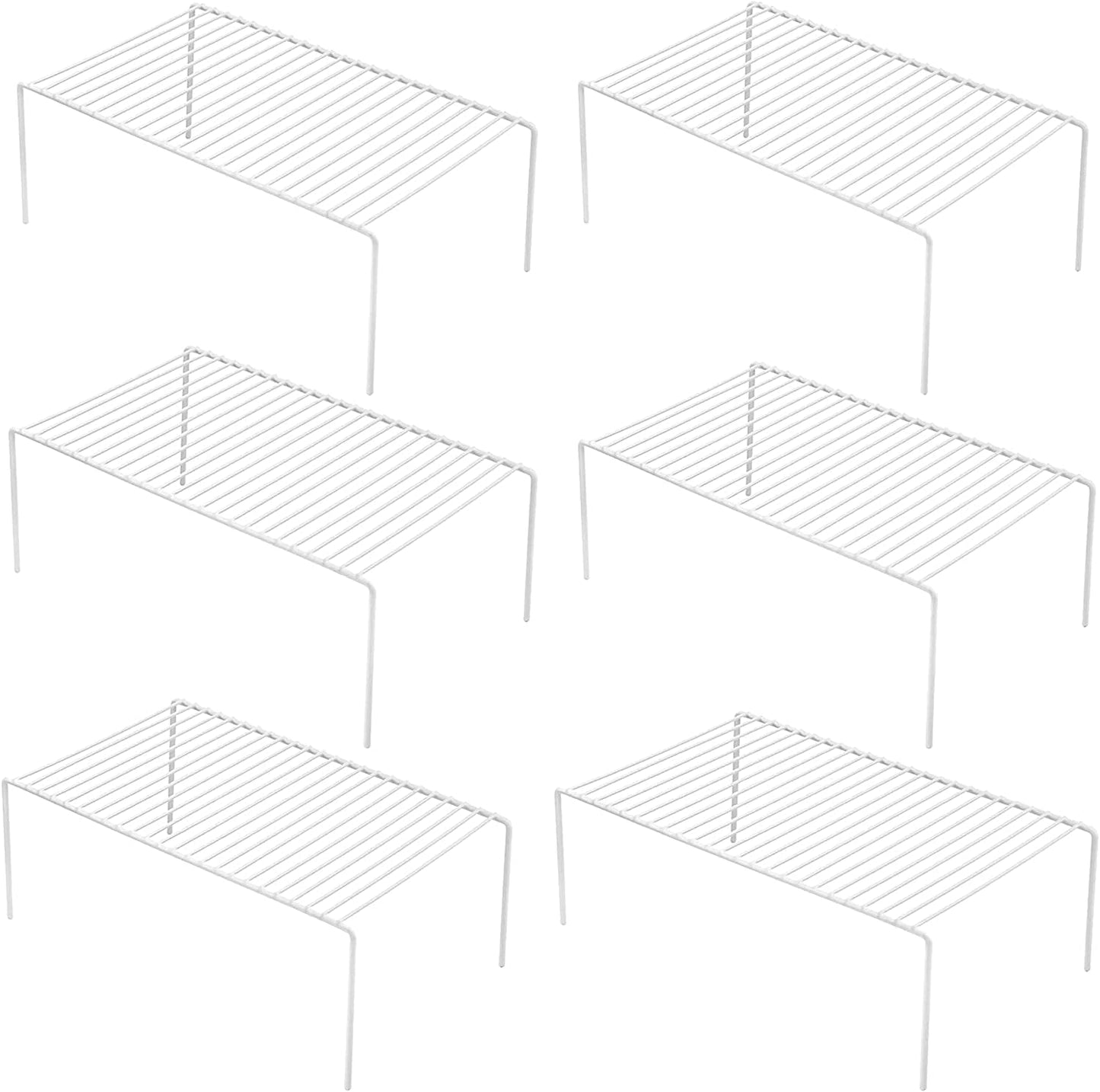 GEDLIRE Cabinet Storage Shelf Rack Set of 6, Medium (13 x 9.4 inch) Rustproof Metal Wire Kitchen Cabinet Organizer and Storage, Cupboard Spice Shelf Rack for Plate, Dish, Counter & Pantry Organization