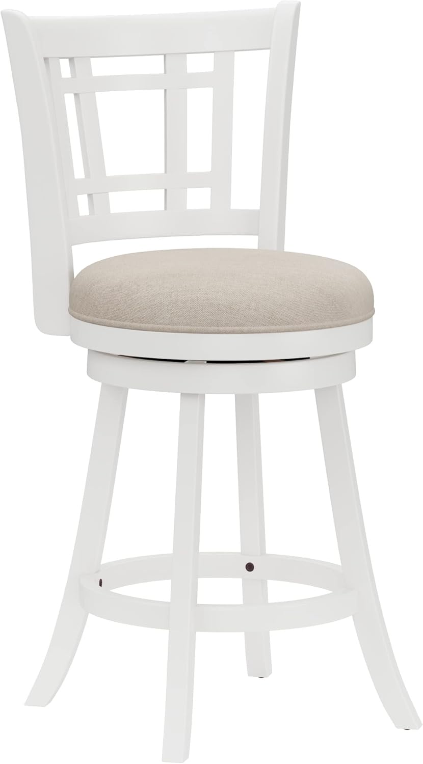 Hillsdale Fairfox Swivel Stool with Rectangular Lattice Back, Counter Height, White