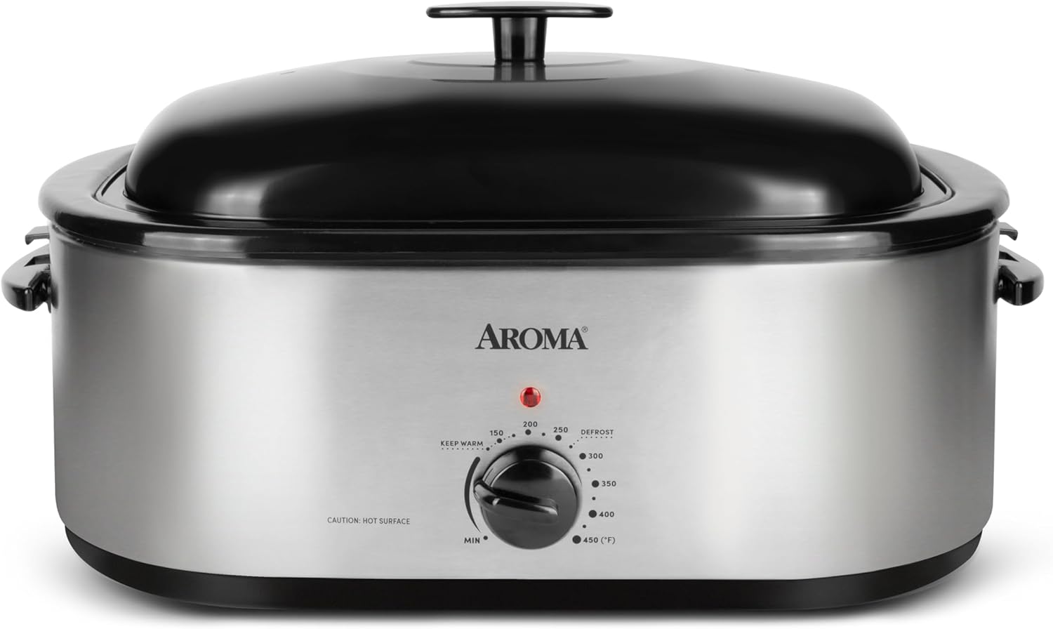 AROMA® 20Qt. Roaster Oven with Self-Basting Lid, Fits 24-lb. Turkey, Adjustable Temperature Settings, Keep Warm Setting, Stainless Steel (ART-720S)