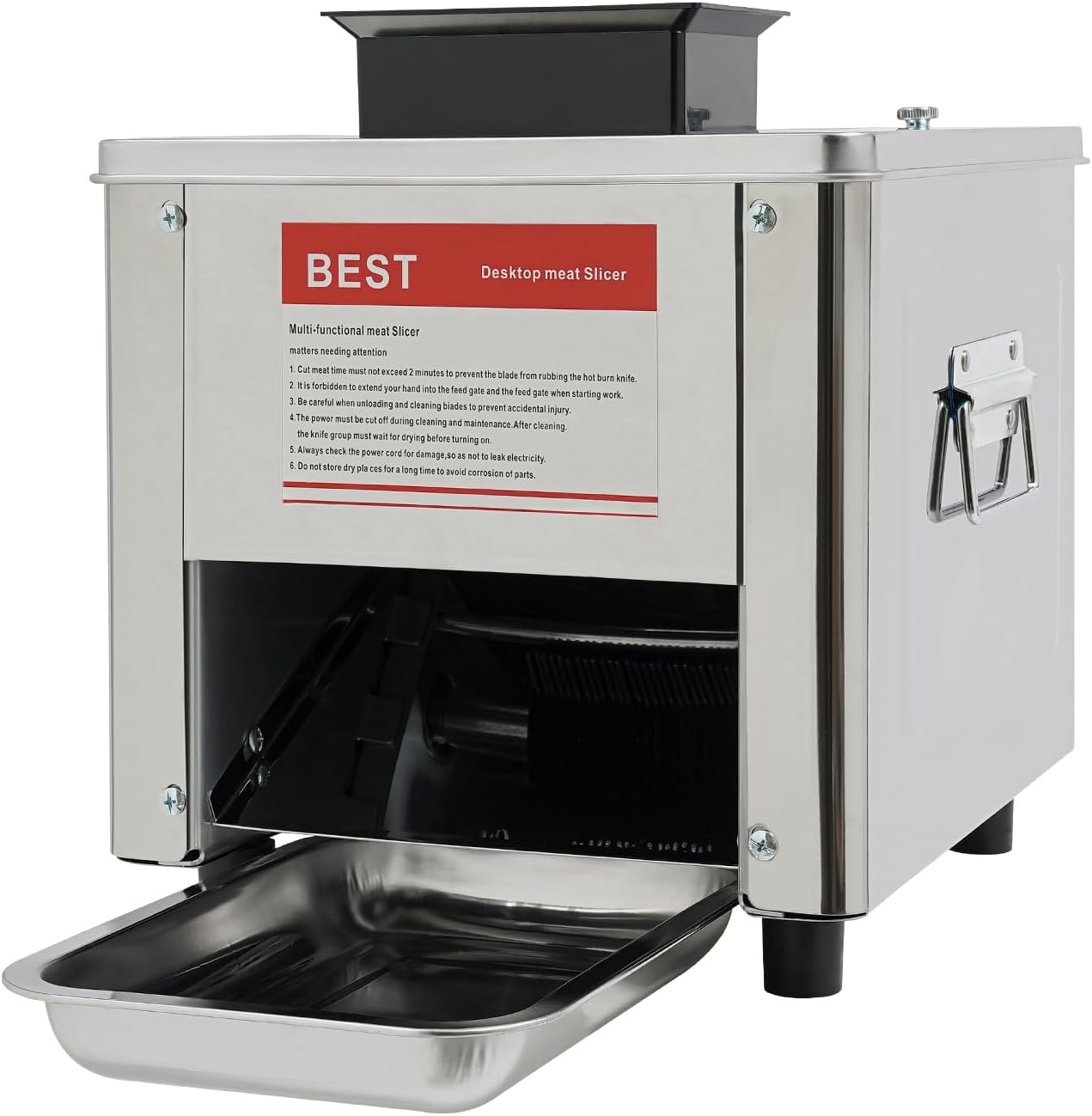 850W Stainless Steel Meat Cutter Machine for Home and Commercial Use,330.69 lbs\/h Electric Food Cutting Fresh Meat Slicer with 2.5\/5mm Thickness Blades,Slices Strips Cubes 3 in 1 (10mm Blade)