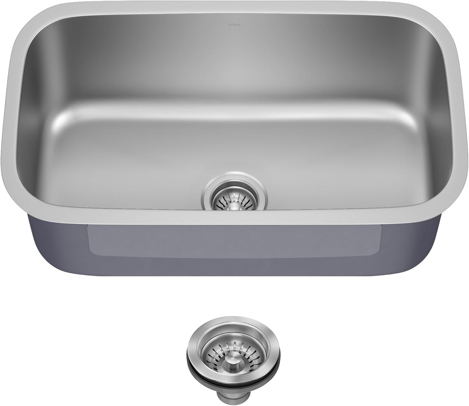 Kraus 31 1\/2 Inch Stainless Steel Kitchen Sink, Durable 18 Gauge Single Bowl Kitchen Sinks Undermount, KBU14
