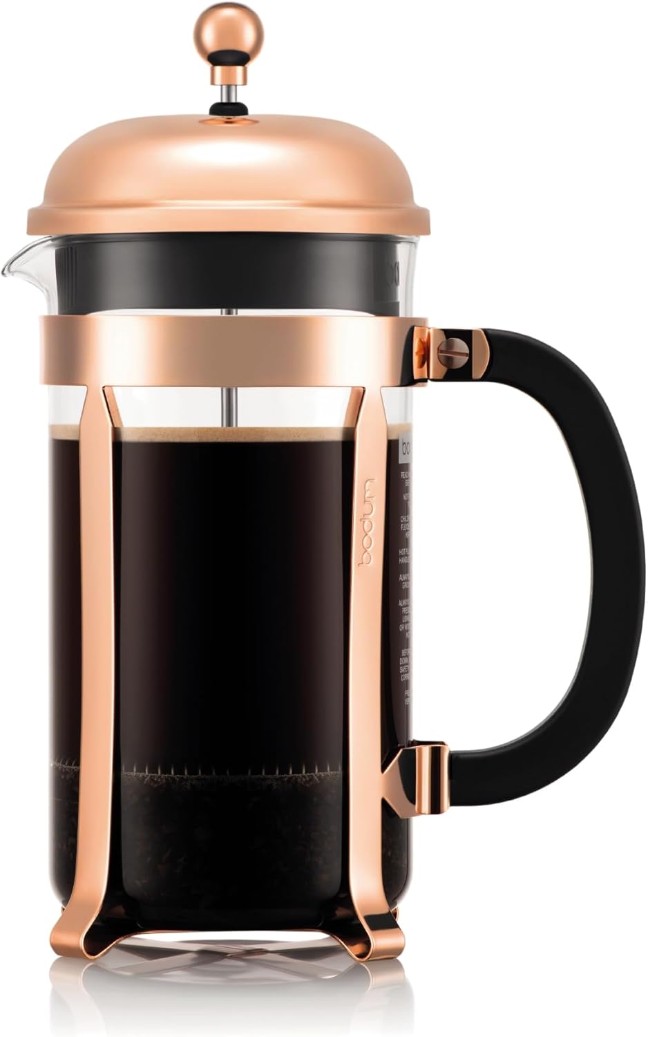 Bodum 34oz Chambord French Press Coffee Maker, High-Heat Borosilicate Glass, Stainless Steel, Copper \u2013 Made in Portugal