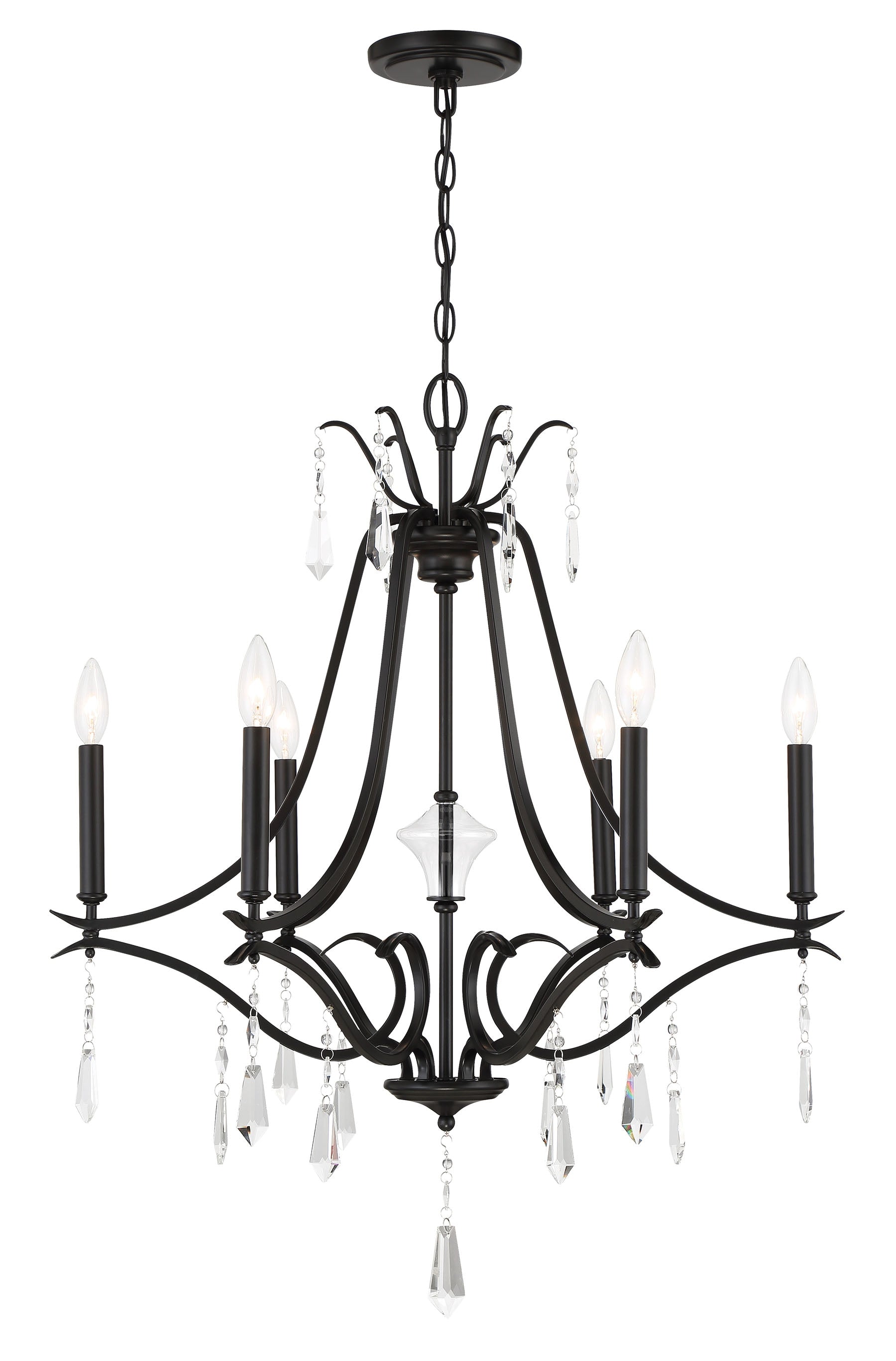 Minka Lavery Laurel Estate 6 -Light Matte Black Modern/contemporary Bare bulb For Use in Bedrooms, Dining Rooms, Foyers, Kitchens, Living Rooms Chandelier 4838502