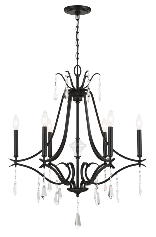Minka Lavery Laurel Estate 6 -Light Matte Black Modern/contemporary Bare bulb For Use in Bedrooms, Dining Rooms, Foyers, Kitchens, Living Rooms Chandelier 4838502