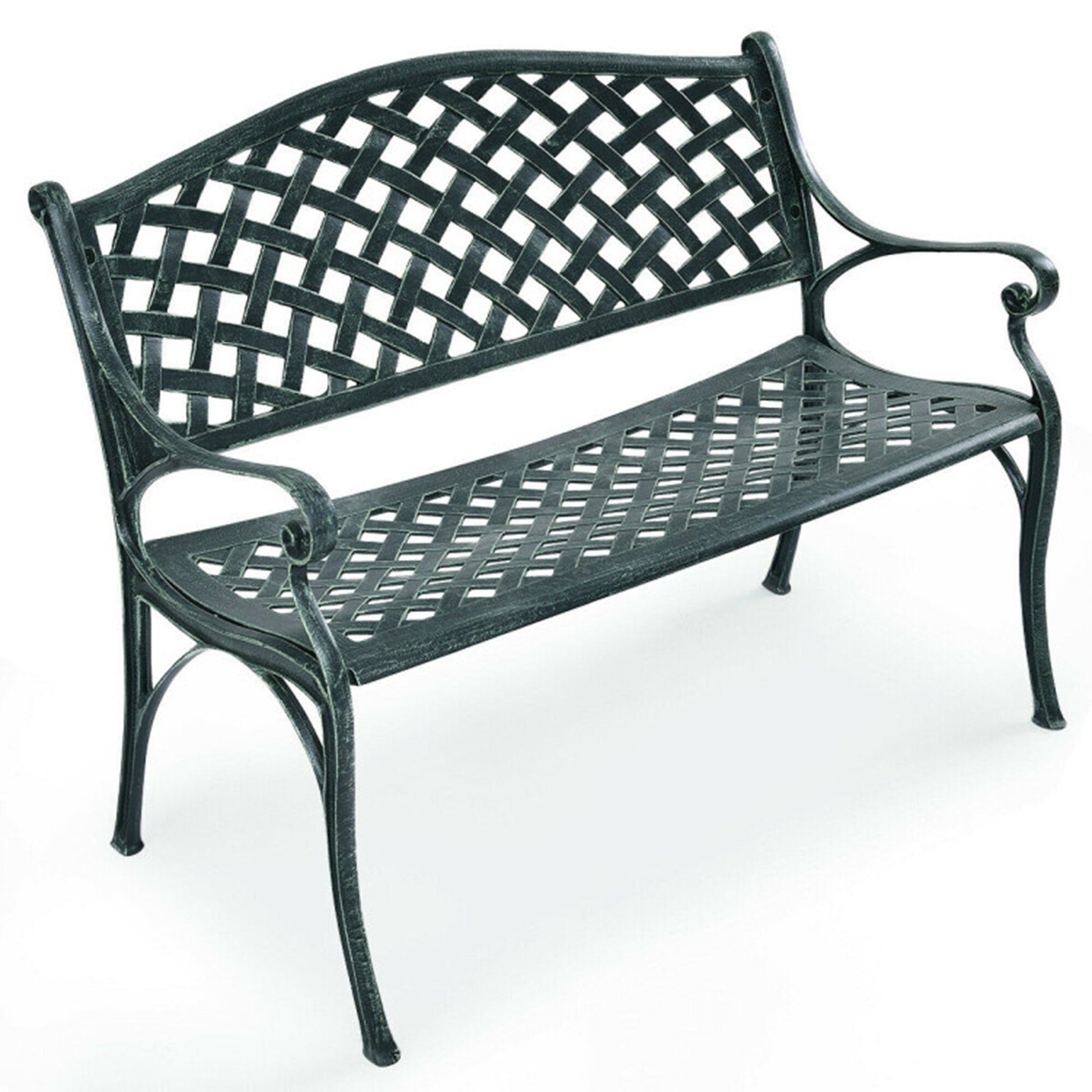 Mondawe Patio Benche 40.1-in W x 32.7-in H Ancient green Aluminum Garden Bench