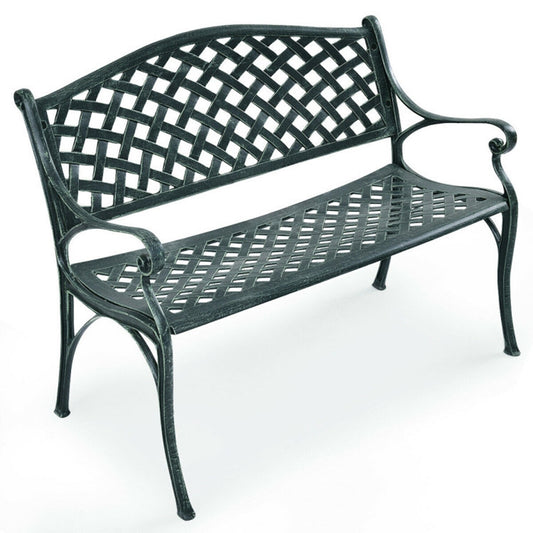 Mondawe Patio Benche 40.1-in W x 32.7-in H Ancient green Aluminum Garden Bench
