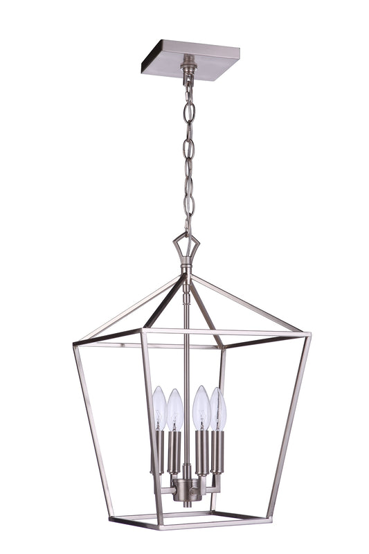 Craftmade Flynt ll 4 -Light Brushed Polished Nickel Traditional Square Medium Hanging Pendant light 4852264