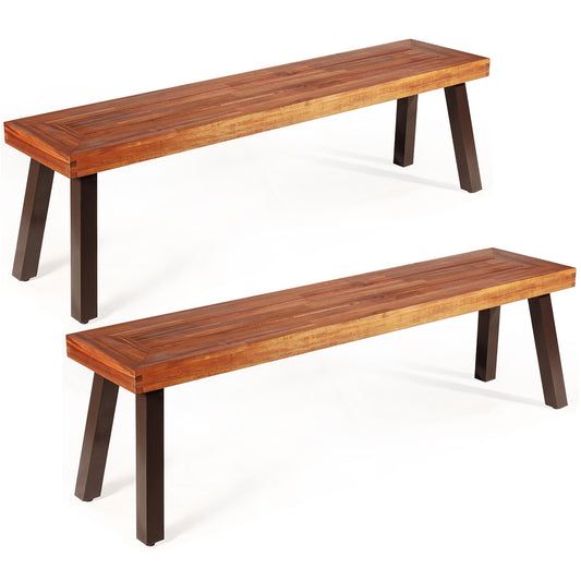 Costway 59-in W x 18-in H Brown Acacia Garden Bench