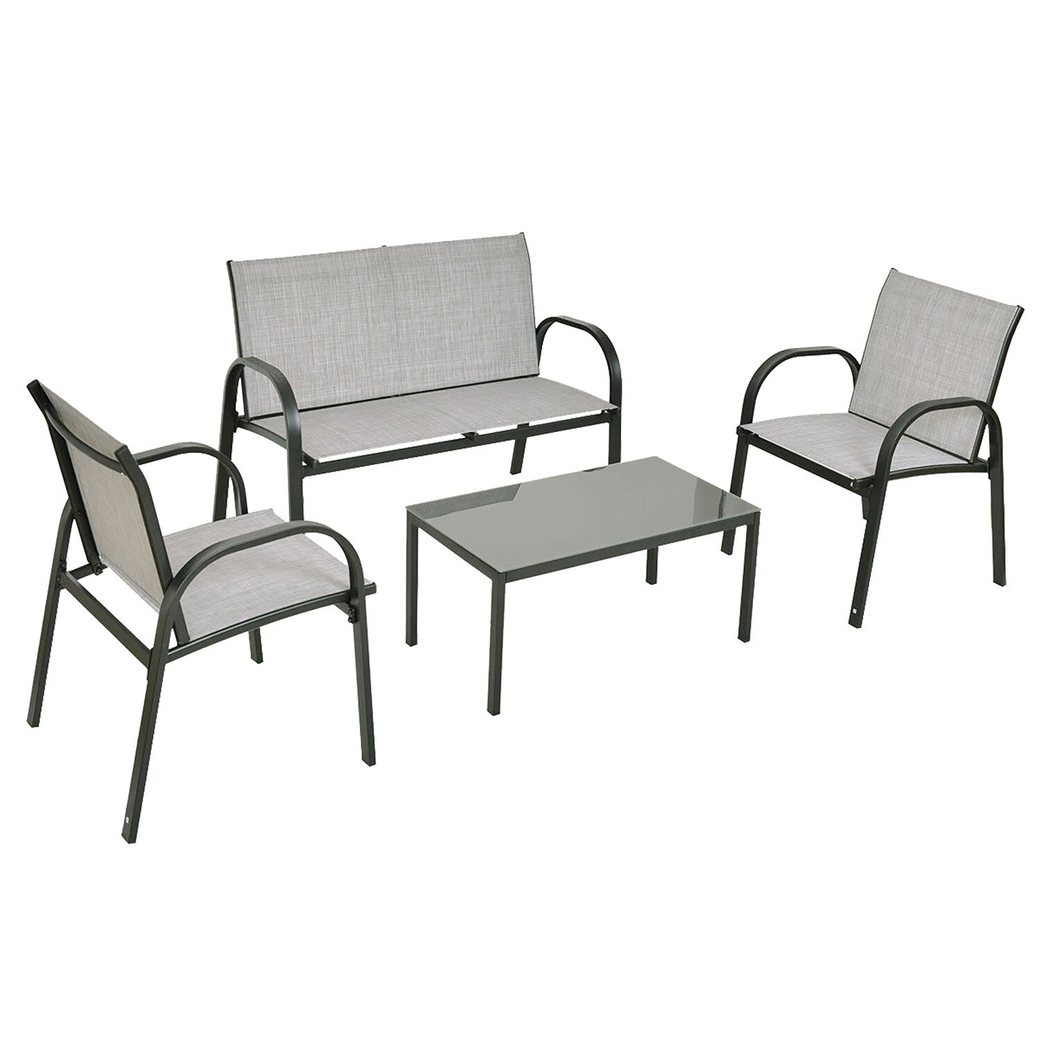 WELLFOR 4 -Piece Patio Conversation Set with Gray