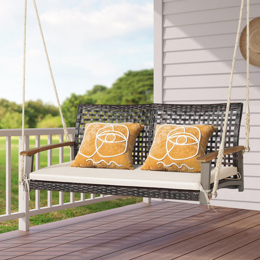 BABOOM Porch Swing Chair 2-person Off White Steel Outdoor Swing