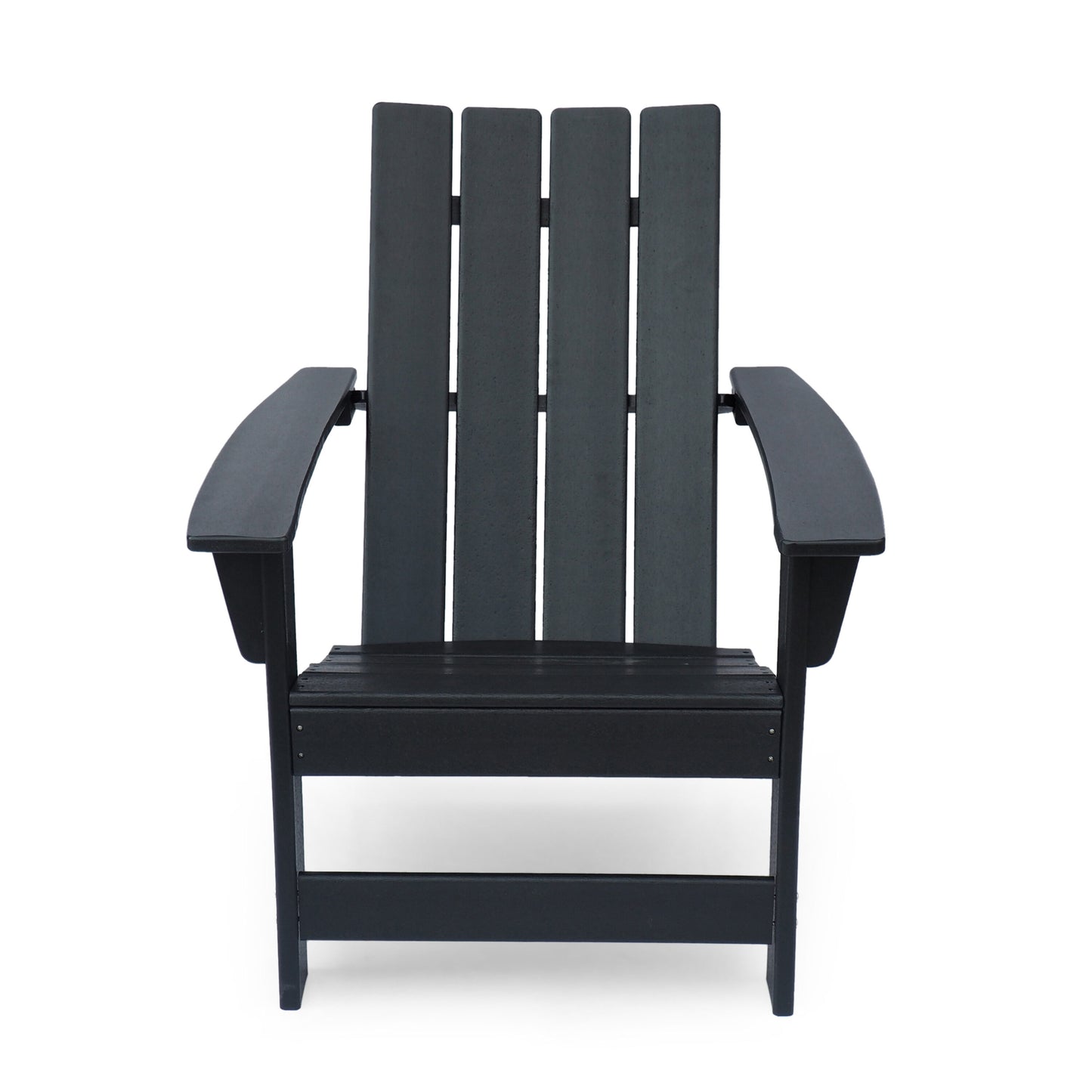 Best Selling Home Decor Novia Matte Black Plastic Frame Stationary Adirondack Chair with Black Solid Seat