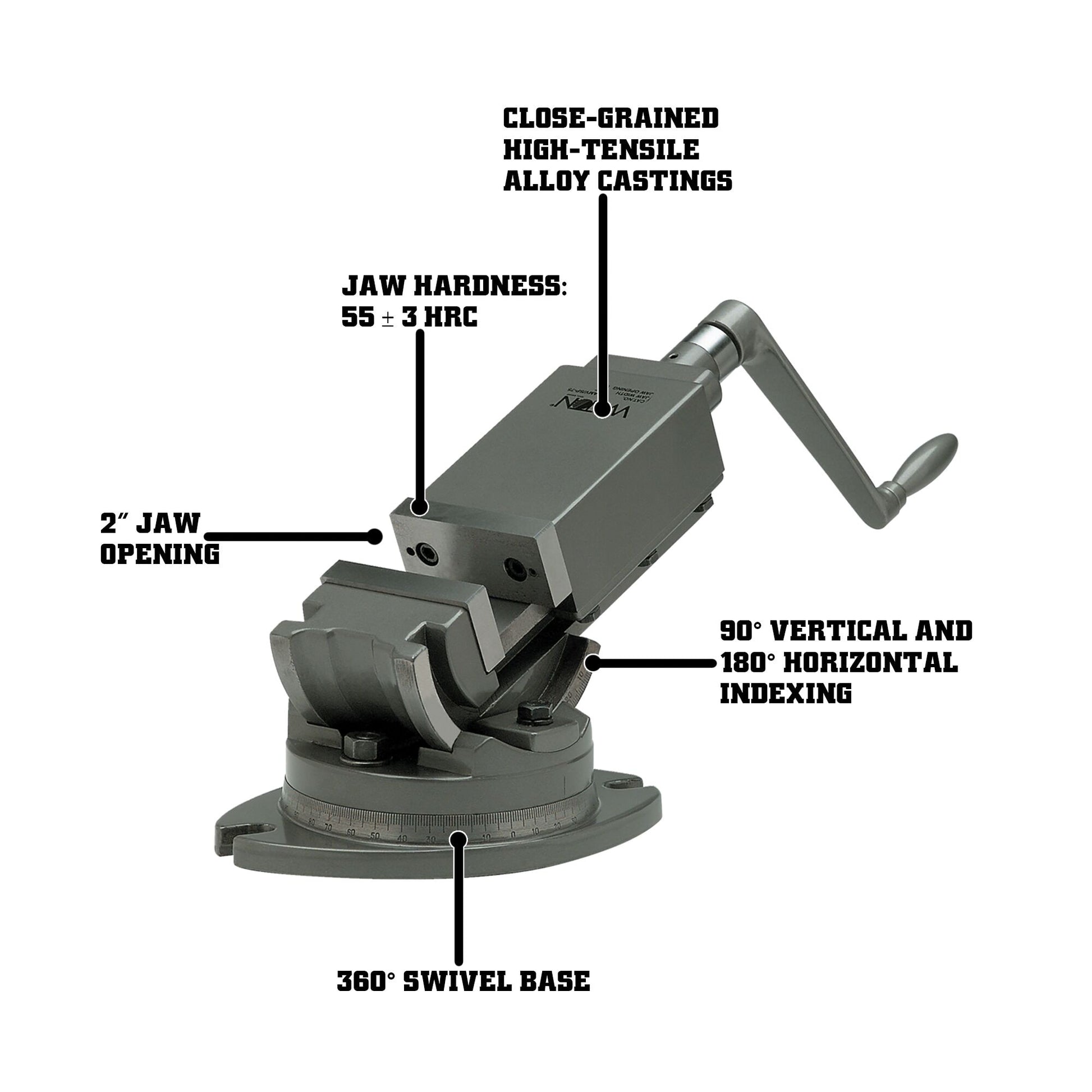 Wilton AMV/SP-50, 2-Axis Precision Angular Vise 2 inch Jaw Width, 1 inch Jaw Depth 11703