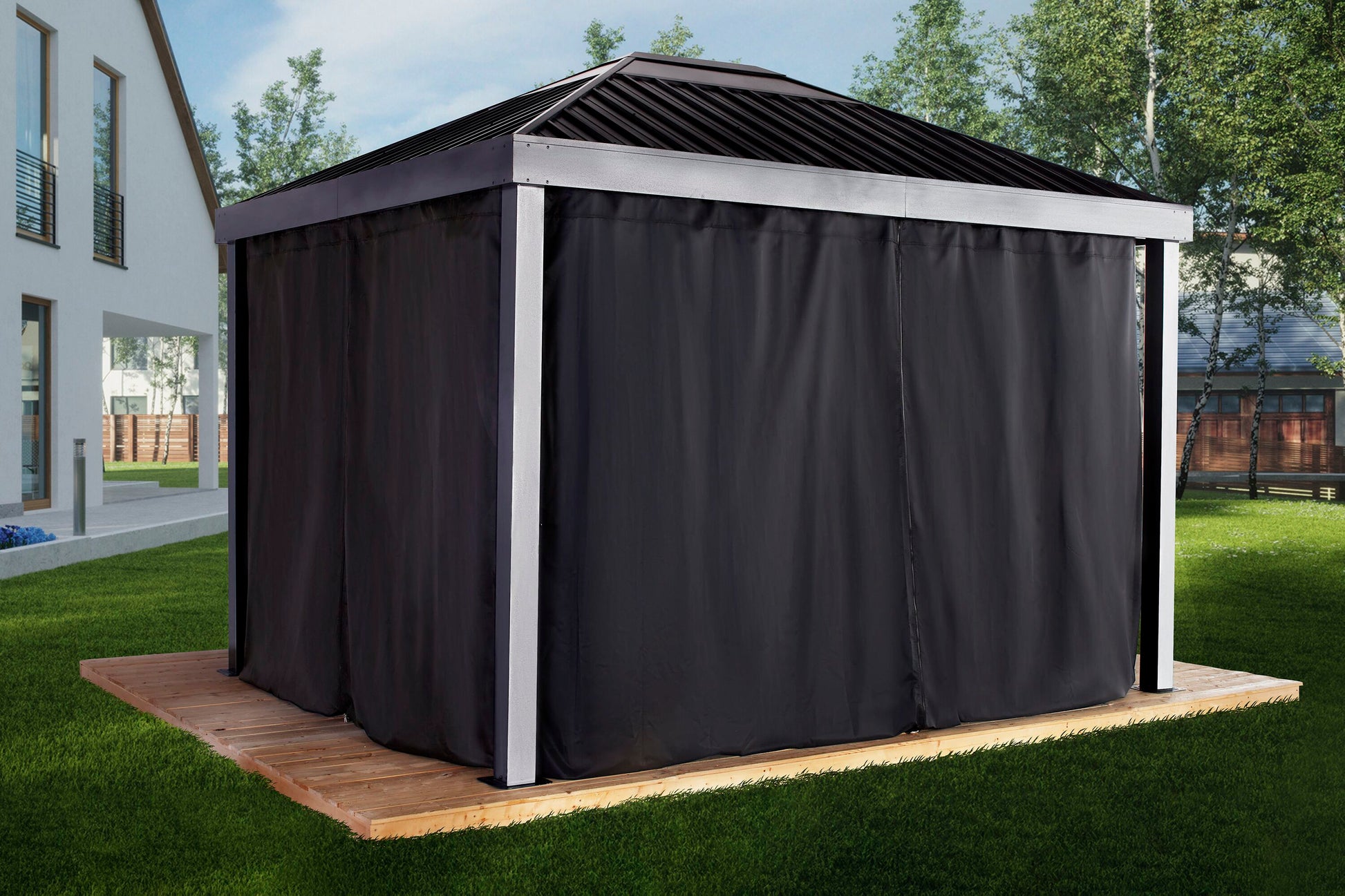 Sojag 10-ft x 14-ft Black Gazebo curtains