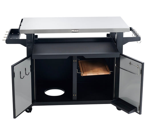 NUUK 42 in Deluxe Outdoor Stainless Steel Grill Prep Table Black, Powder Coating Steel Removable work table