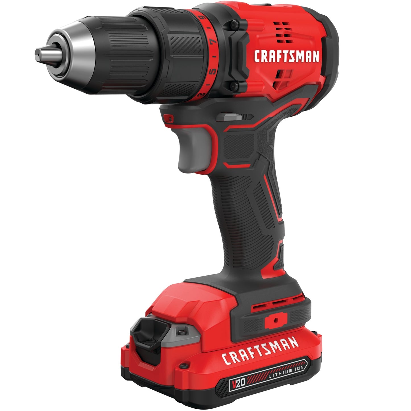 CRAFTSMAN V20 20-volt Max 1/2-in Keyless Brushless Cordless Drill (1-Battery Included, Charger Included and Soft Bag included) CMCD710C1