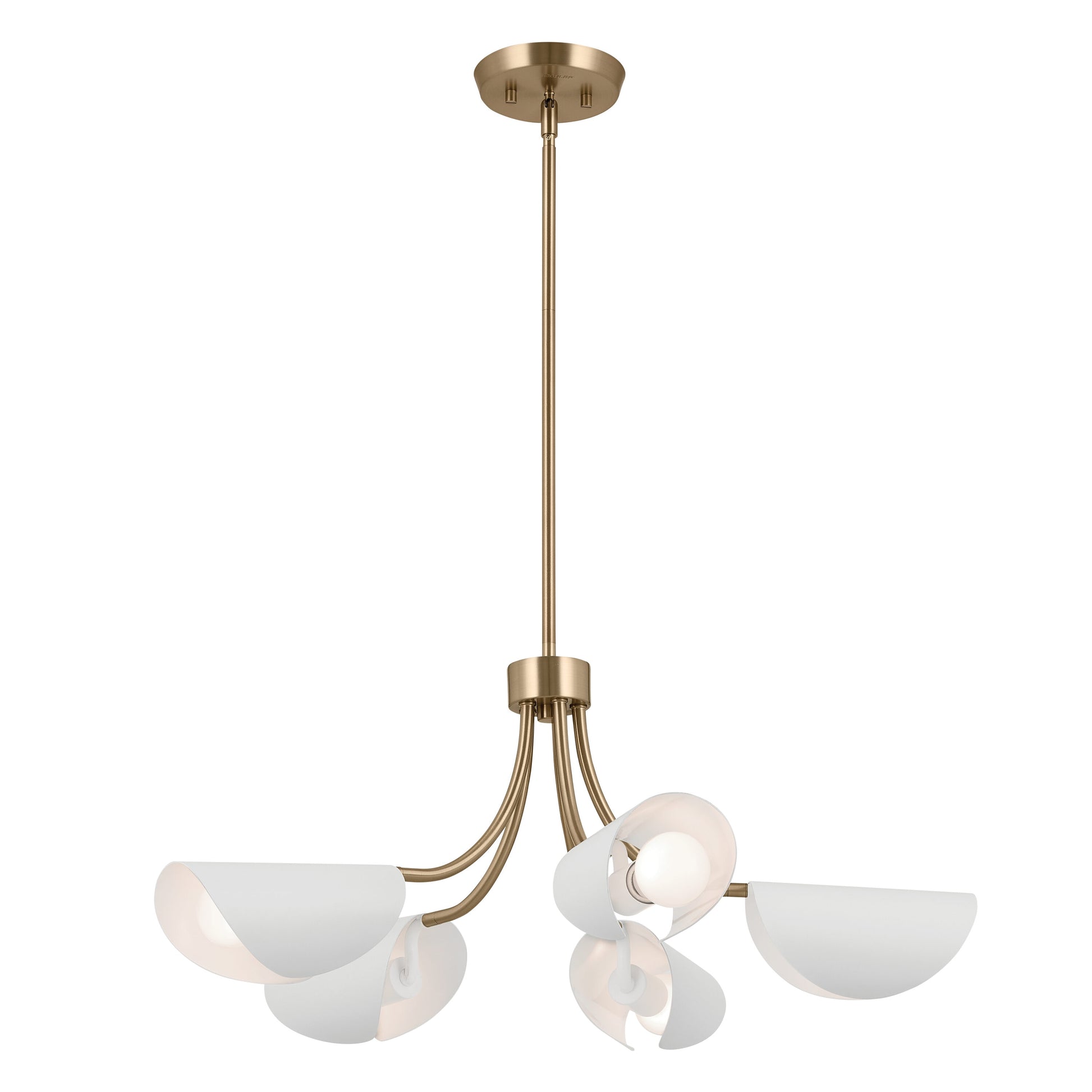 Kichler Arcus 5 -Light Gold Mid-century For Use in Bedrooms, Dining Rooms, Foyers, Kitchens, Living Rooms Chandelier 5384775