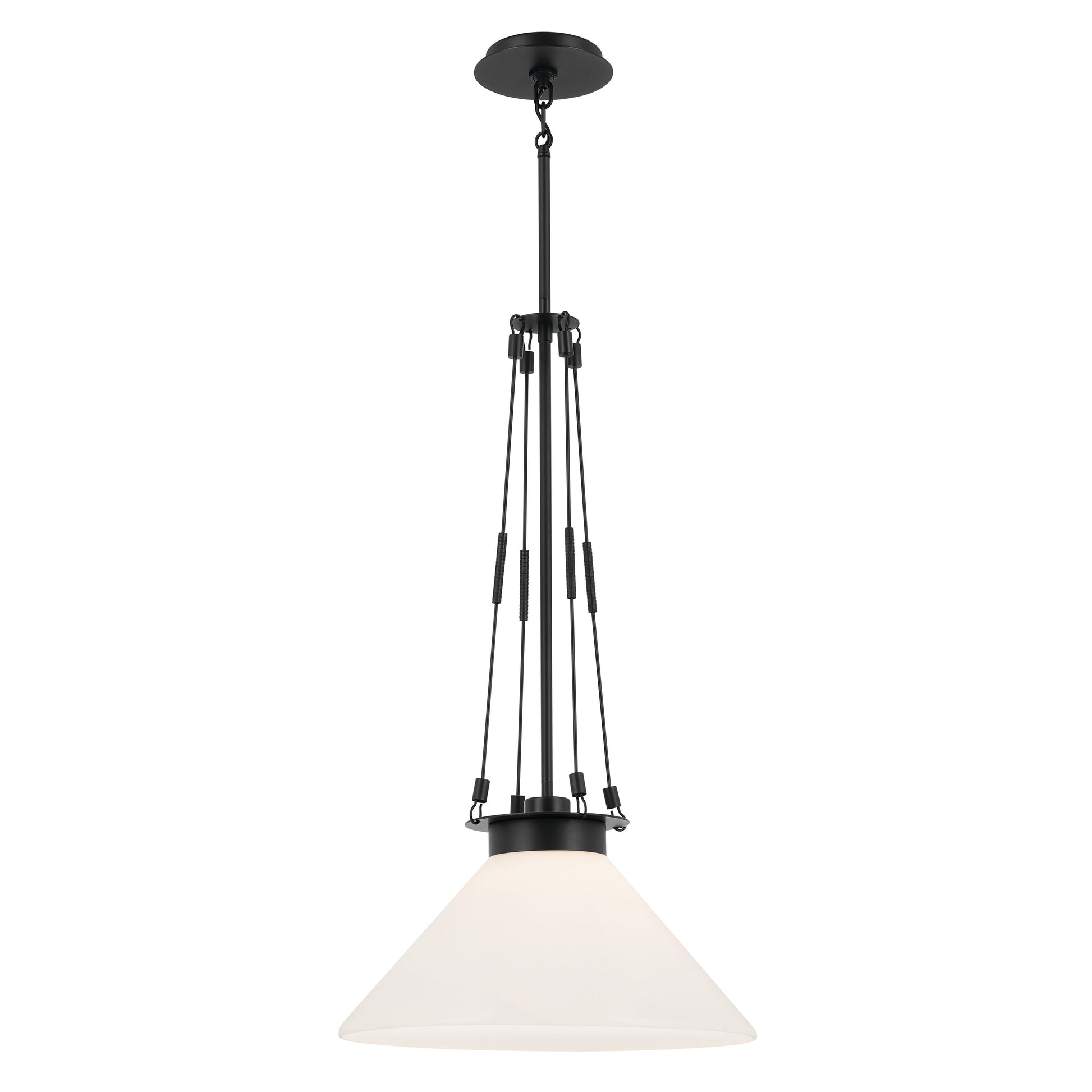 Kichler Albers 1 -Light Black Modern/contemporary Opal glass Cone Medium Hanging Pendant light 5384717
