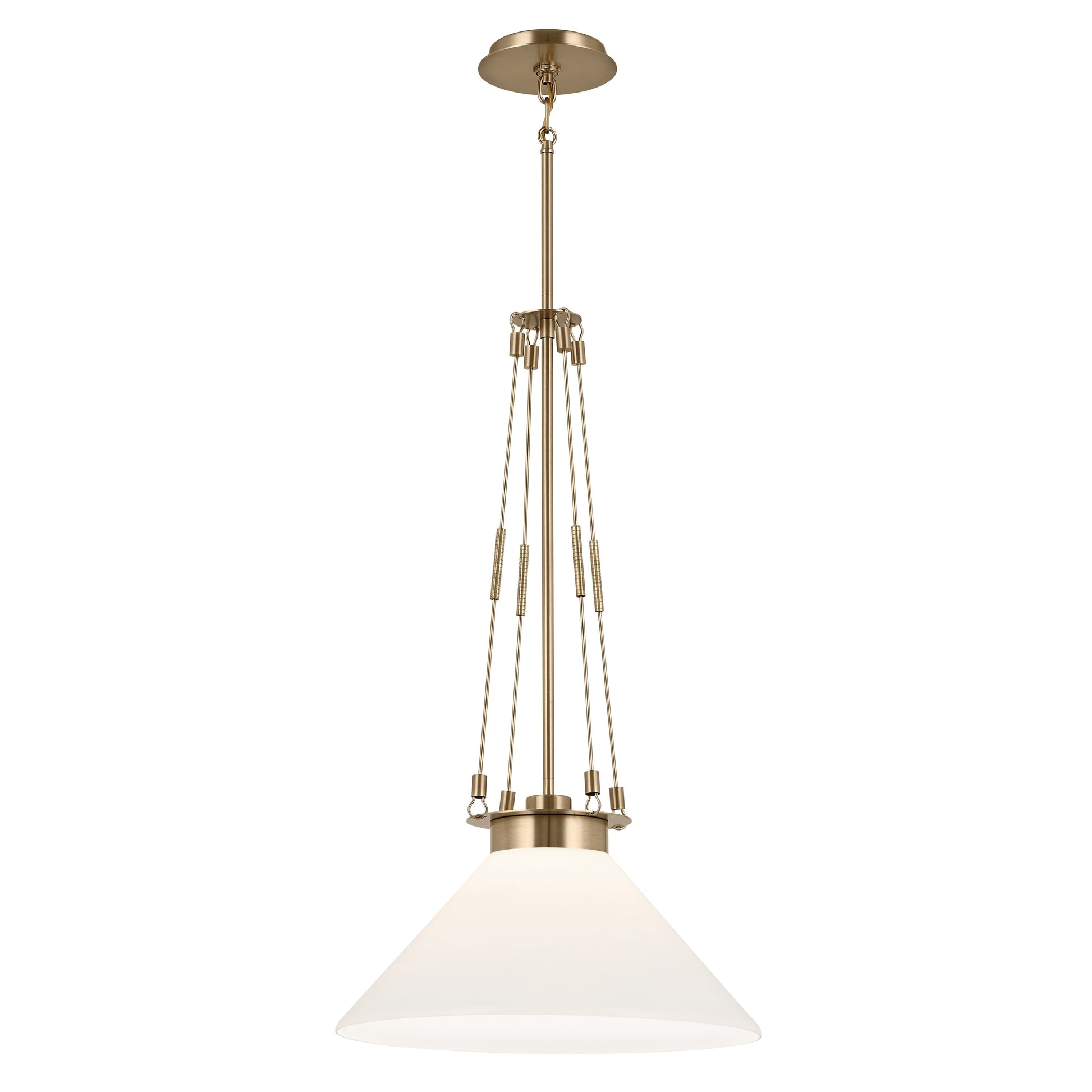 Kichler Albers 1 -Light Champagne Bronze Modern/contemporary Opal glass Cone Large Hanging Pendant light 5384720