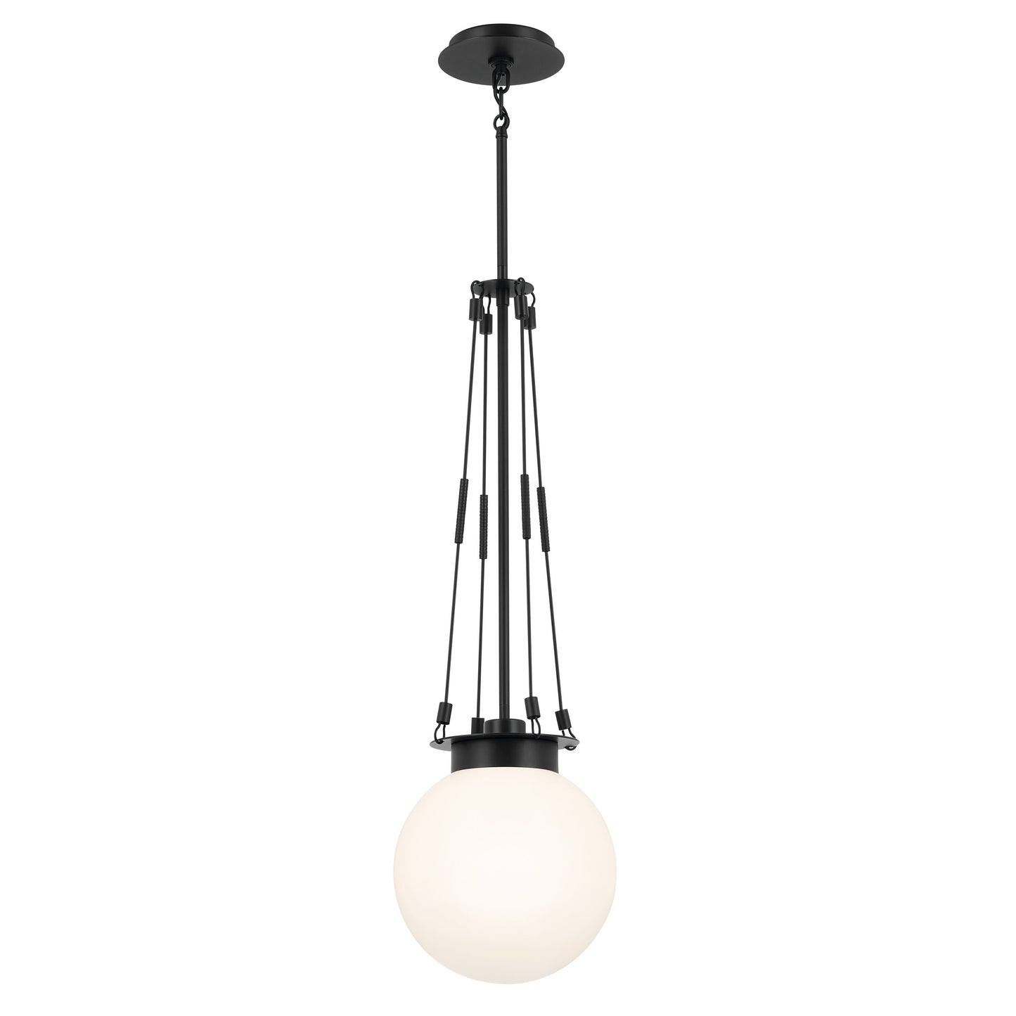 Kichler Albers 1 -Light Black Modern/contemporary Opal glass Globe Large Hanging Pendant light 5384721
