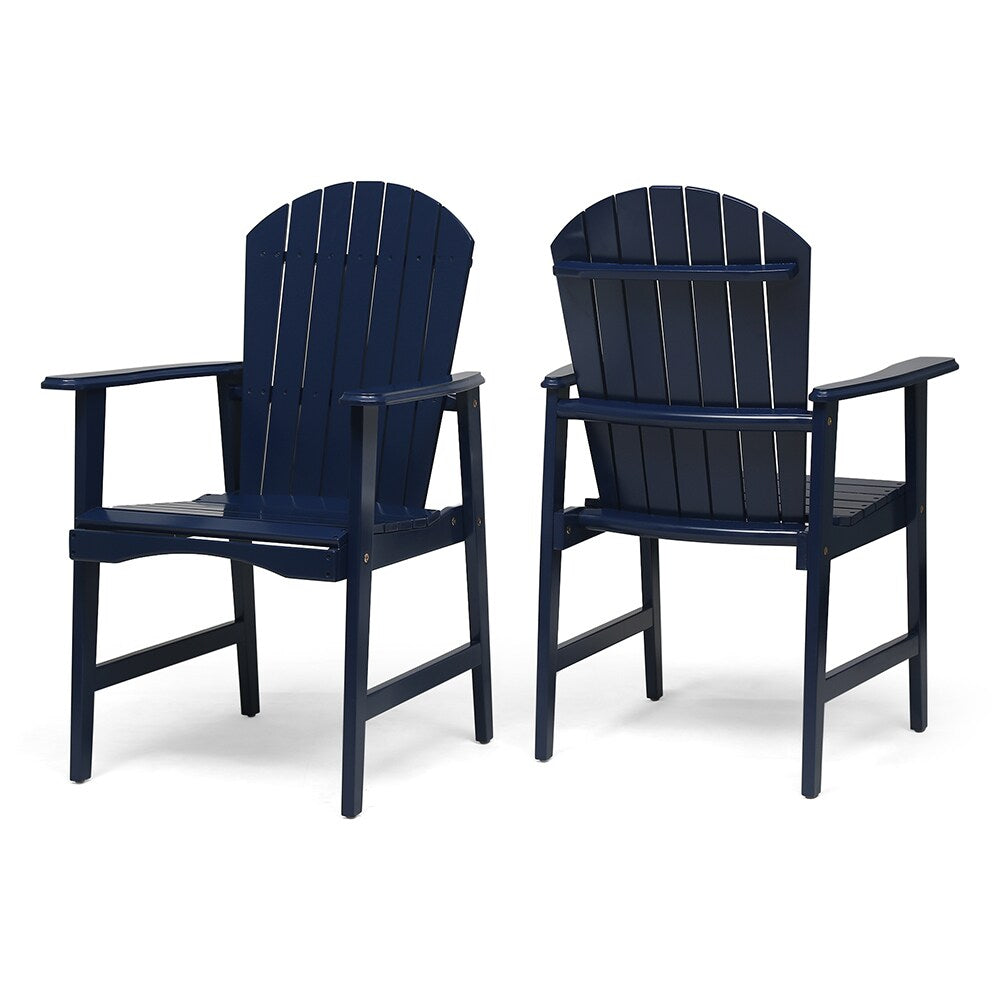 Topcraft Set of 2 Blue Wood Frame Stationary Adirondack Chair with Solid Seat
