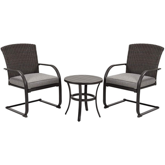Sunrinx 3 -Piece Wicker Patio Conversation Set with Gray Cushions
