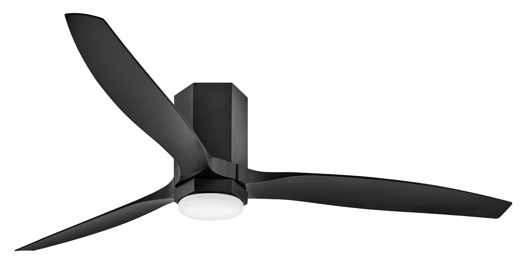 Hinkley Facet 60-in Integrated LED Flush Mount Smart Matte Black with Matte Black Blades Ceiling Fan With Light - Remote Included ( 3 -Blade ) 5528801