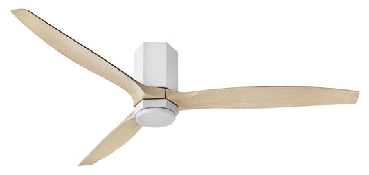 Hinkley Facet 60-in Integrated LED Flush Mount Smart Matte White with Natural Blades Ceiling Fan With Light - Remote Included ( 3 -Blade ) 5528800